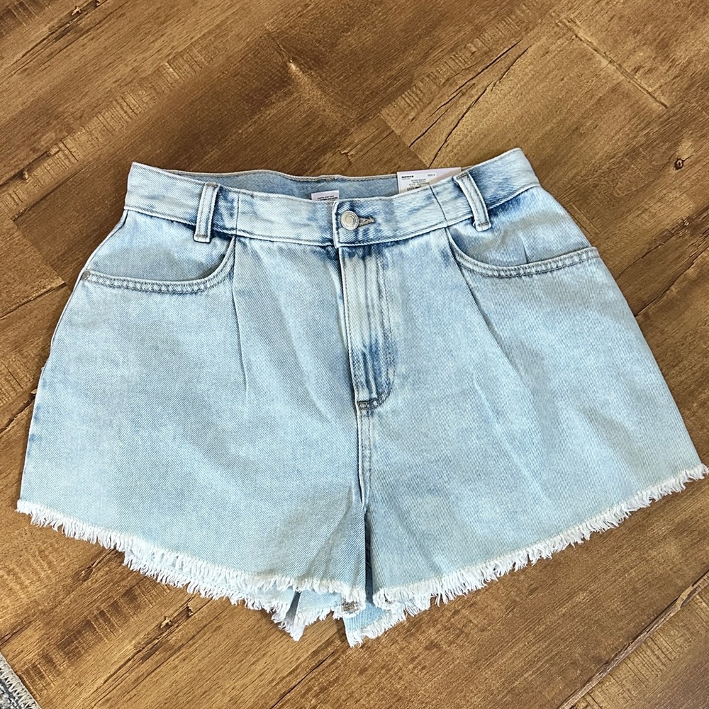SO NEW High Rise Dad Shorts Light Blue Denim